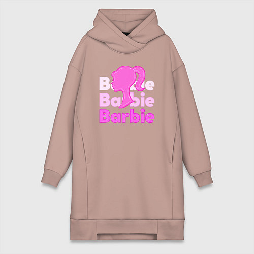 Женская толстовка-платье Логотип Барби объемный / Пыльно-розовый – фото 1