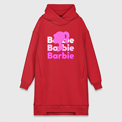Женское худи-платье Логотип Барби объемный, цвет: красный