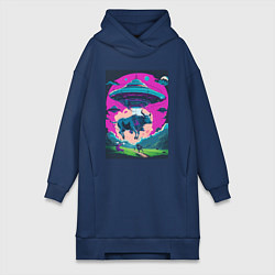 Женская толстовка-платье Похищение коровы пришельцами