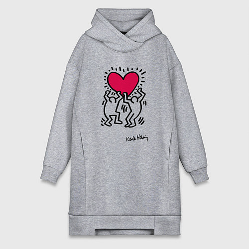 Женская толстовка-платье Человечки с сердцем - поп арт Кит Харинг / Меланж – фото 1