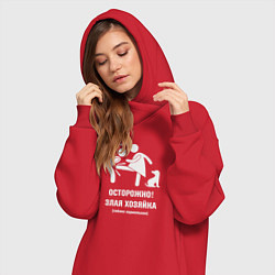 Женское худи-платье Осторожно злая хозяйка - собака добрая, цвет: красный — фото 2