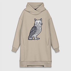 Женская толстовка-платье Кошка сова