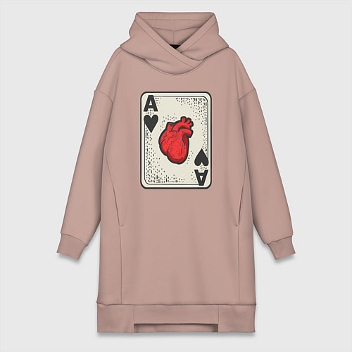 Женская толстовка-платье Туз сердца / Пыльно-розовый – фото 1