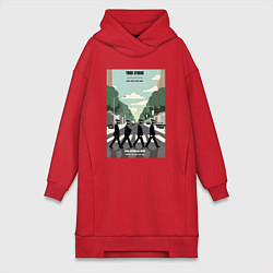 Женское худи-платье Skibidi toilet Beatles cameramen, цвет: красный