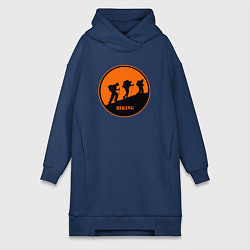 Женское худи-платье Туристы идущие в гору, цвет: тёмно-синий