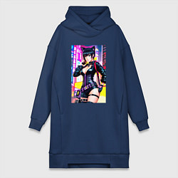 Женская толстовка-платье Cool cat girl - anime - cyberpunk