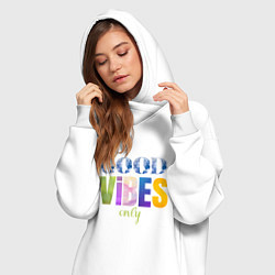 Женское худи-платье  Good vibes only, цвет: белый — фото 2