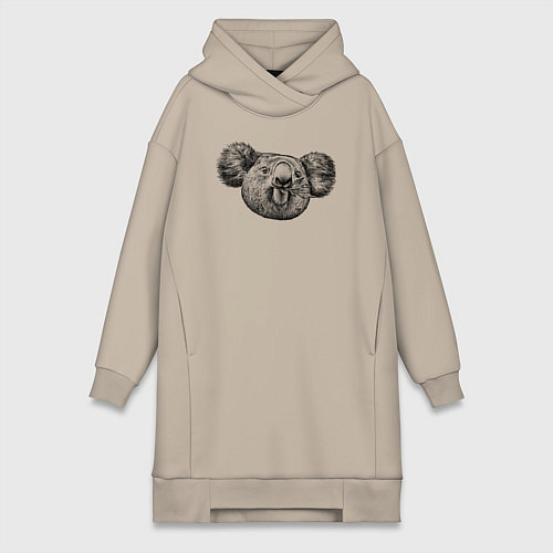 Женская толстовка-платье Коала морда / Миндальный – фото 1