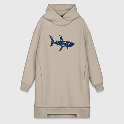 Женское худи-платье Трайбл акула призрак, цвет: миндальный