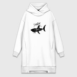 Женская толстовка-платье Трайбл акула с надписью shark