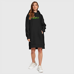 Женское худи-платье Counter strike 2 green logo, цвет: черный — фото 2