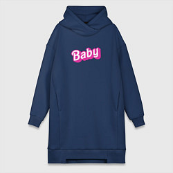 Женское худи-платье Baby: pink barbie style, цвет: тёмно-синий