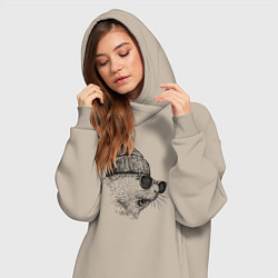 Женское худи-платье Морская свинка модная, цвет: миндальный — фото 2