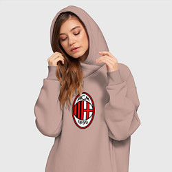 Женское худи-платье Футбольный клуб Milan, цвет: пыльно-розовый — фото 2