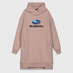 Женское худи-платье Subaru sport auto, цвет: пыльно-розовый