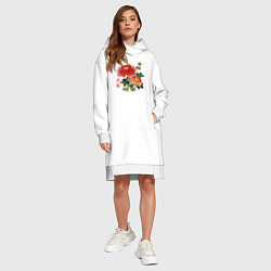Женское худи-платье Красные хризантемы, цвет: белый — фото 2