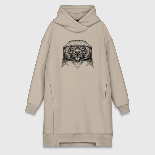 Женская толстовка-платье Медоед высунул язык / Миндальный – фото 1