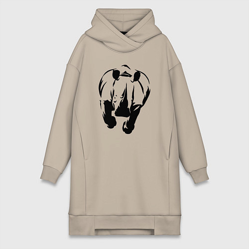 Женская толстовка-платье Носорог атакует / Миндальный – фото 1
