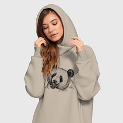 Женское худи-платье Голова гигантской панды, цвет: миндальный — фото 2
