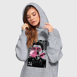 Женское худи-платье Сталин любовь революция и жвачка, цвет: меланж — фото 2