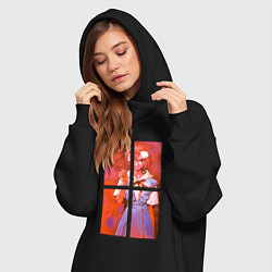 Женское худи-платье Аянами разбитые зеркала, цвет: черный — фото 2