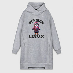 Женское худи-платье Система линукс пингвин в кимоно, цвет: меланж