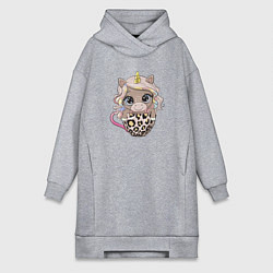 Женская толстовка-платье Малыш единорог в чашке