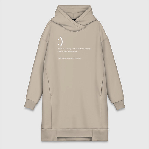 Женская толстовка-платье Синий экран windows / Миндальный – фото 1