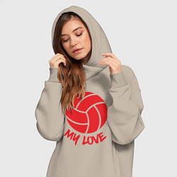 Женское худи-платье Volleyball my love, цвет: миндальный — фото 2