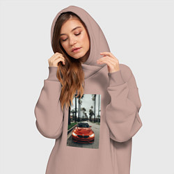 Женское худи-платье Современные машины, цвет: пыльно-розовый — фото 2