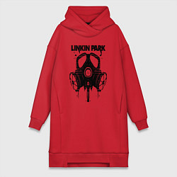 Женское худи-платье Linkin Park - gas mask, цвет: красный