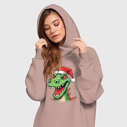Женское худи-платье Новогодний малыш-дракон, цвет: пыльно-розовый — фото 2