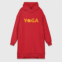 Женское худи-платье Йога кот, цвет: красный