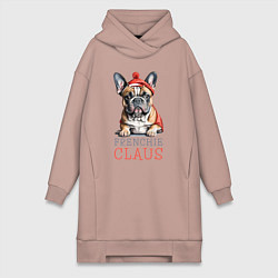 Женская толстовка-платье Французский новогодний бульдог
