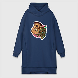 Женское худи-платье Джи-мен скибиди туалет, цвет: тёмно-синий