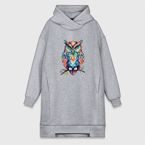 Женская толстовка-платье Цветастая сова / Меланж – фото 1