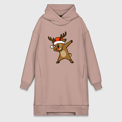 Женское худи-платье Dabbing deer, цвет: пыльно-розовый