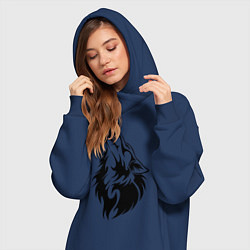 Женское худи-платье Воющий волк, цвет: тёмно-синий — фото 2