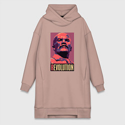 Женское худи-платье Lenin revolution, цвет: пыльно-розовый