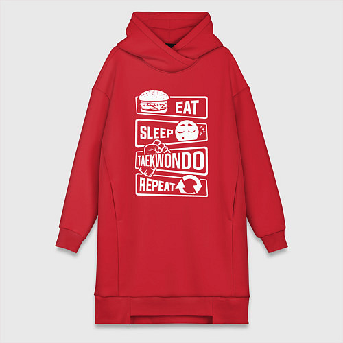 Женская толстовка-платье Еда сон тхэквондо / Красный – фото 1