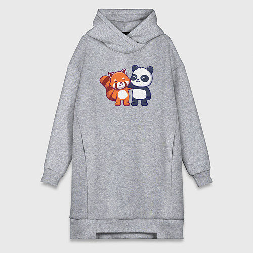 Женская толстовка-платье Милые панды / Меланж – фото 1