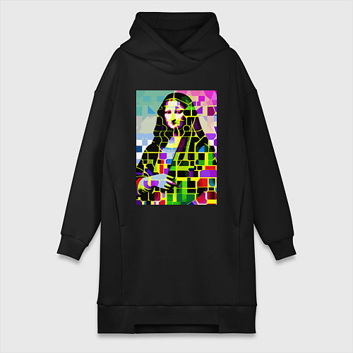 Женская толстовка-платье Mona Lisa - mosaic pop art / Черный – фото 1