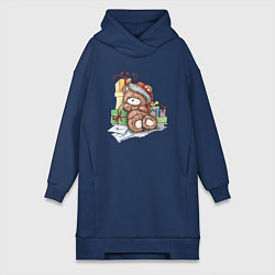 Женская толстовка-платье Мишка с подарками