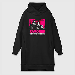 Женское худи-платье Ramones rocknroll high school, цвет: черный