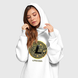 Женское худи-платье Litecoin крипта, цвет: белый — фото 2