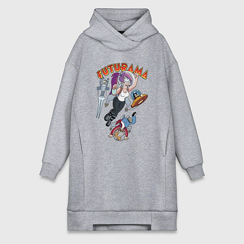 Женская толстовка-платье Футурама в космосе / Меланж – фото 1