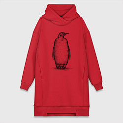 Женское худи-платье Пингвин стоит, цвет: красный