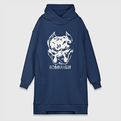 Женское худи-платье Питбуль воин - оставайся собой, цвет: тёмно-синий