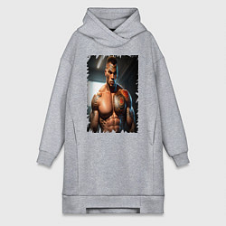 Женское худи-платье Майк Тайсон бокс, цвет: меланж