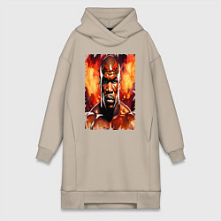 Женское худи-платье Майк Тайсон огненный боксер, цвет: миндальный